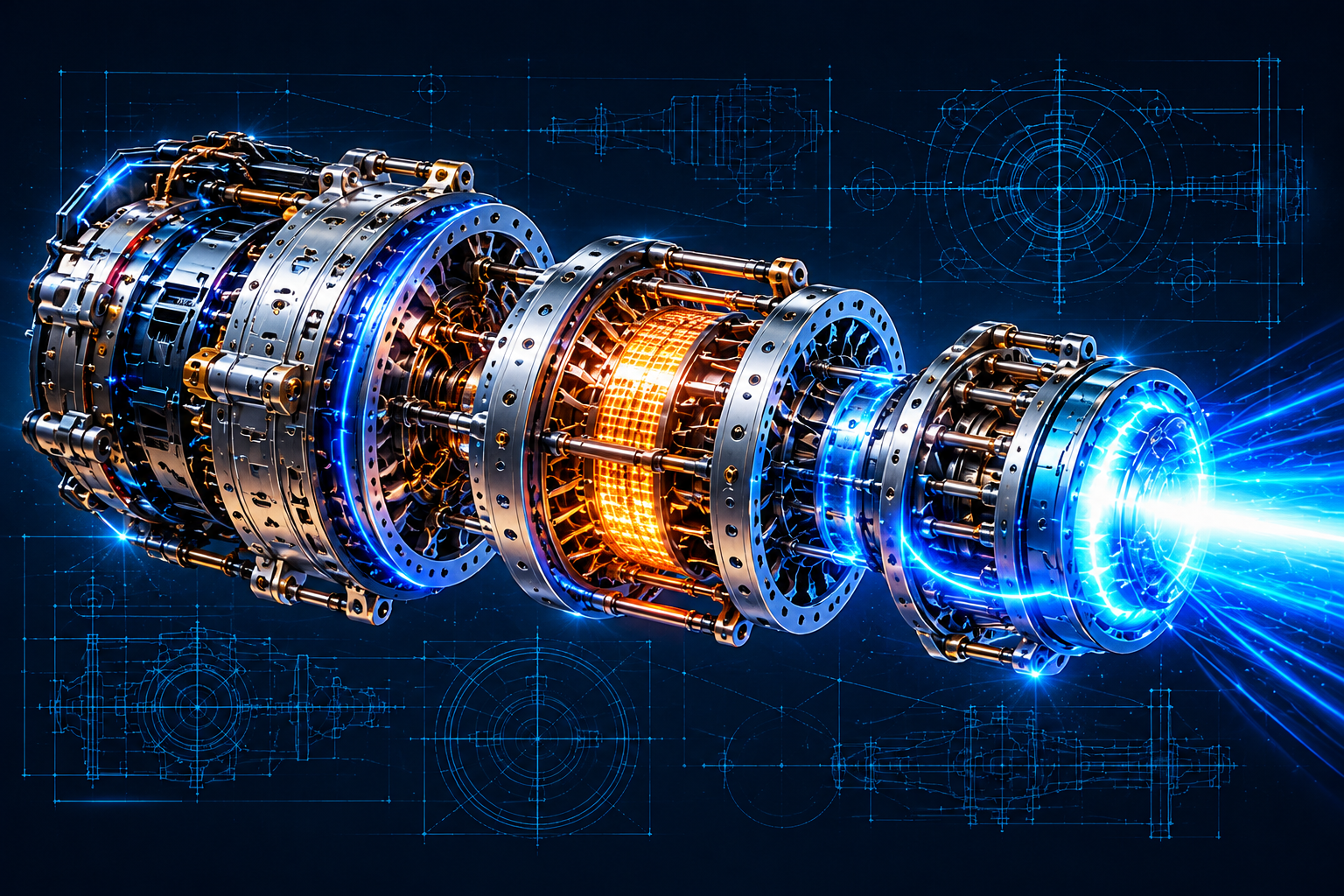 Concept illustration of serviceable propulsion modules and interface flanges